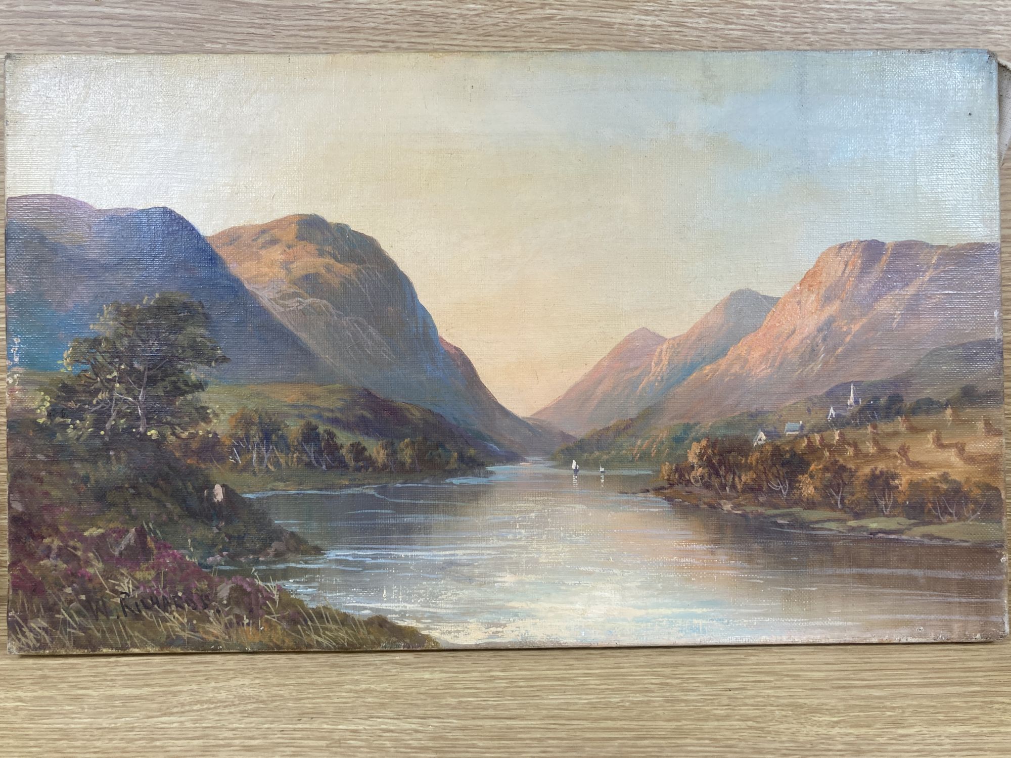 W. Richards (Jamieson), oil on canvas, Aberthin, signed and inscribed verso, 30 x 51cm, unframed